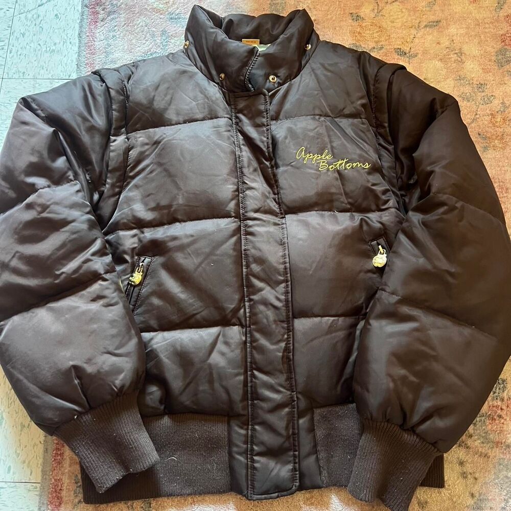 Apple bottoms brown rhinestone convertible down puffer jacket